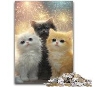 Puzzle da 1000 pezzi per adolescenti, tre gatti, puzzle da 1000 pezzi, antistress, per ammazzare il tempo, vacanza a casa, lista dei desideri con Babbo Natale (75x50cm)