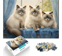 Puzzle da 1000 pezzi per adolescenti Tre gatti Ragdoll Giocattoli educativi per l'apprendimento Giochi per famiglie Un'opera d'arte 38x26cm