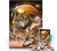 Puzzle da 1000 pezzi per adolescenti Tre Lupi Sotto Giove Sfida di gioco educativo giocattolo Lista dei desideri con Babbo Natale 38x26cm