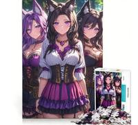 Puzzle da 1000 pezzi per adolescenti tre ragazze anime con orecchie da gatto giocattolo decorativo da parete regalo di compleanno adatto per la decorazione della scrivania 50x75cm