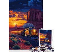 Puzzle da 1000 pezzi per adolescenti Treno attraverso la Monument Valley Decorazione per la casa Giocattoli Regali per donne Uomini Gioco educativo Migliorare l'amore tra coppie Dimensioni 38x26cm