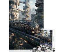 Puzzle da 1000 pezzi per adolescenti treno futuristico della città con vegetazione giocattoli per la decorazione della casa fantastici regali e giocattoli gioco per famiglie interazione