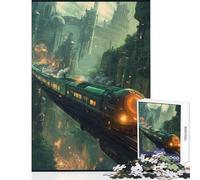 Puzzle da 1000 pezzi per adolescenti Treno Steampunk in paesaggio urbano Giocattoli antistress Ottimi regali e giocattoli Gioco pratico Interessante riduzione dello stress Dimensioni 38x52cm