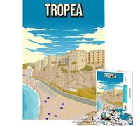 Puzzle da 1000 pezzi per adolescenti Tropea Minimal Retro Italy Travel Poster Gioco interattivo Giocattolo avvincente per coltivare la pazienza Opera d'arte Regali educativi (Dimensioni 38x26cm)