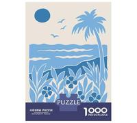 Puzzle Da 1000 Pezzi Per Adolescenti Tropical Beach Scene with Palm Tree And Flowers Puzzle Per Adolescenti Gioco Pratico Decorazione Perfetta Per È Ideale Come Regalo 38x26cm/1000pcs