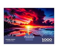 Puzzle Da 1000 Pezzi Per Adolescenti Tropical Beach Sunset with Palm Trees Puzzle Per Adulti Gioco Pratico Analisi E Logica Regalo Di Compleanno, Regali, 38x26cm/1000pcs