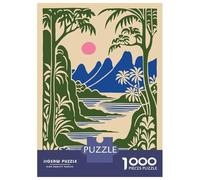 Puzzle Da 1000 Pezzi Per Adolescenti Tropical Landscape with Pink Sun Puzzle Per Adulti Giochi Rilassanti Taglio Di Precisione Regali Per Amici E Familiari 38x26cm/1000pcs