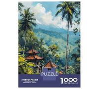 Puzzle Da 1000 Pezzi Per Adolescenti Tropical Landscape with Temples Painting Puzzle Per Adulti Giocattoli Fai Da Te Corsa Di Velocità Manuale Regali Unici Per Compleanno E Natale 70x50cm/1000pcs
