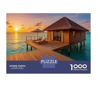 Puzzle Da 1000 Pezzi Per Adolescenti Tropical Villa at Sunset Puzzle Per Adulti Giochi Per Famiglie Regalo Di Compleanno Aiuta Ad Allenare Il Cervello 70x50cm/1000pcs