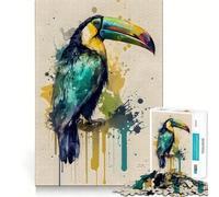 Puzzle da 1000 pezzi per adolescenti, tucano dal becco carenato, taglio netto, gioco cognitivo divertente, gioco per il tempo libero, decorazione natalizia per la casa (38x26cm)