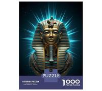 Puzzle Da 1000 Pezzi Per Adolescenti Tutankhamuns Golden Mask with Blue Light Puzzle Per Adolescenti Giocattoli Antistress Regalo Di Compleanno, Natale 52x38cm/1000pcs