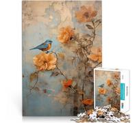 Puzzle da 1000 pezzi per adolescenti Uccellino azzurro sul fiore di pesco Giocattoli da gioco Migliorare l'amore tra le coppie 75x50cm