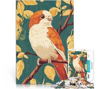 Puzzle da 1000 pezzi per adolescenti Uccello arancione e bianco sul ramo Giocattoli fai da te con poster abbinato e foglio di quiz 52x38cm