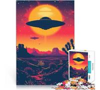 Puzzle da 1000 pezzi per adolescenti UFO al tramonto nel deserto Gioco impegnativo e gioco in famiglia Giocattoli per la decorazione della casa 38x26cm