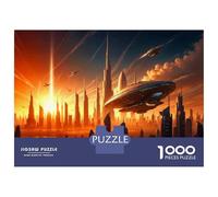 Puzzle Da 1000 Pezzi Per Adolescenti UFO Cityscape Futuristic Skyscrapers Puzzle Per Adolescenti Gioco Rompicapo Regali Per Donne Attività Divertenti A Casa 70x50cm/1000pcs