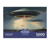Puzzle Da 1000 Pezzi Per Adolescenti UFO Sightings Alien Spaceships Hovering Over Rural Landscape Puzzle Giochi Rilassanti Regali Per Donne Regali Di Natale E Compleanno 52x38cm/1000pcs