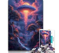 Puzzle da 1000 pezzi per adolescenti UFO tra le nuvole di montagna puzzle giocattolo educativo antistress ottimi regali e giocattoli 75x50cm