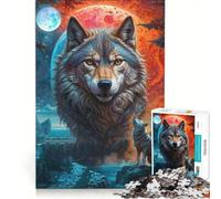Puzzle da 1000 pezzi per adolescenti "Ululato al lupo solitario alla luna", gioco rilassante, difficile e stimolante, regalo di compleanno, regalo 50x75cm