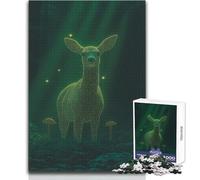 Puzzle da 1000 pezzi per adolescenti Un cervo magico con corna luminose in una foresta incantata Modello di assemblaggio per una serata di giochi e divertimento in famiglia Ottimo regalo 38x26cm