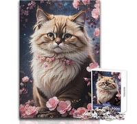Puzzle da 1000 pezzi per adolescenti, Un gattino curioso in rosa, rompicapo, giochi per famiglie, decorazione perfetta, giocattolo, decorazione da parete, dimensioni 38x52cm
