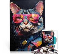 Puzzle da 1000 pezzi per adolescenti Un gatto con gli occhiali da sole Gioco di famiglia per e offerte come regali per tutta la famiglia 38x26cm