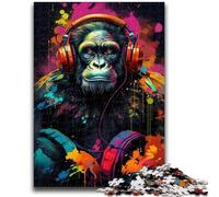 Puzzle da 1000 pezzi per adolescenti Un gorilla con le cuffie Puzzle da 1000 pezzi, interessante riduzione dello stress Interazione genitore-figlio (75x50cm)