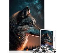 Puzzle da 1000 pezzi per adolescenti Un lupo nel cielo stellato Decorazione per la casa Giocattoli Regali di Babbo Natale segreto Gioco educativo Aiuta l'esercizio del cervello Dimensioni 38x52cm