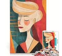 Puzzle da 1000 pezzi per adolescenti: Una donna bionda felice, gioco rompicapo, decorazione perfetta, ogni pezzo è unico 50x75cm