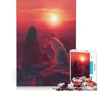Puzzle da 1000 pezzi per adolescenti "Una donna con il suo lupo", gioco pratico, divertente e spiritoso, ideale come regalo di compleanno o per occasioni speciali 38x52cm