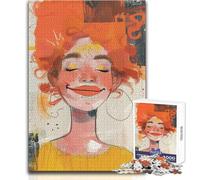 Puzzle da 1000 pezzi per adolescenti Una donna dai capelli rossi felice Rompicapo Giochi per famiglie Migliora la memoria Regalo di compleanno Dimensioni 38x52cm