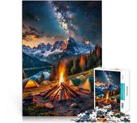 Puzzle da 1000 pezzi per adolescenti Una scena accogliente attorno al fuoco da campo Attività per famiglie Migliorare la memoria 52x38cm