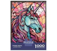 Puzzle Da 1000 Pezzi Per Adolescenti Unicorn Stained Glass Puzzle Per Adulti Gioco Pratico Decorazione Per La Casa Ottimo Regalo Per I Giocatori 52x38cm/1000pcs