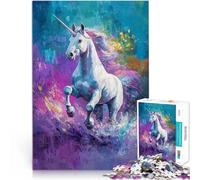 Puzzle da 1000 pezzi per adolescenti Unicorno bianco che corre Gioco intellettuale giocattolo Migliorare l'amore tra le coppie 52x38cm
