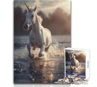 Puzzle da 1000 pezzi per adolescenti, unicorno maestoso al galoppo, accogliente e rilassante, giocattolo da gioco avanzato con taglio di precisione, dimensioni 38x52cm