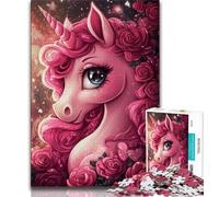 Puzzle da 1000 pezzi per adolescenti, unicorno rosa, giocattolo educativo antistress, regalo per amici e familiari (dimensioni 38x26cm)