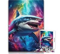 Puzzle da 1000 pezzi per adolescenti Uno squalo dai denti aguzzi Modello di assemblaggio per divertimento e serata di giochi in famiglia, ottimo regalo, dimensioni 50x75cm