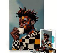 Puzzle da 1000 pezzi per adolescenti,uomo di colore,amante del caffè,con giunti lisci,divertente,gioco di logica,regalo rilassante,arte per il tempo libero natalizio 38x26cm