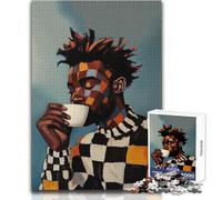 Puzzle da 1000 pezzi per adolescenti, uomo di colore, amante del caffè, giocattolo, gioco intellettuale, vacanze a casa, passatempo, regali di Babbo Natale segreto, dimensioni 50x75cm