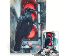 Puzzle da 1000 pezzi per adolescenti Urban Omen︰ Il corvo rosso giocattolo educativo decorazione per la casa con poster abbinato e foglio di curiosità 38x26cm