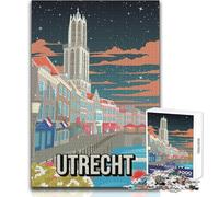 Puzzle da 1000 pezzi per adolescenti Utrecht, Olanda, Paesi Bassi, scena notturna, skyline, gioco educativo per famiglie, analisi e logica, ottimo regalo, dimensioni 50x75cm
