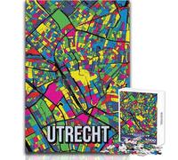 Puzzle da 1000 pezzi per adolescenti Utrecht Paesi Bassi Mappa della città Pop Art Giochi educativi Giocattolo educativo con taglio di precisione Dimensioni 38x52cm
