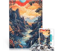 Puzzle da 1000 pezzi per adolescenti Valle del fiume surreale giochi divertenti per famiglie Decorazioni e regali unici per la casa 52x38cm
