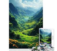 Puzzle da 1000 pezzi per adolescenti: Valle verdeggiante con risaie a terrazze Gioco impossibile da realizzare ideale come regalo o giocattolo per passare il tempo durante le vacanze a casa (38x26cm)