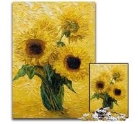 Puzzle da 1000 pezzi per adolescenti Van Gogh Girasoli di notte Puzzle in legno Giochi Giocattoli Regalo, Rafforza l'amore tra coppie per età 14+ 50X75CM