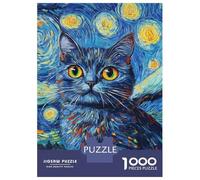 Puzzle Da 1000 Pezzi Per Adolescenti Van Gogh's Cat Starry Night -1 Puzzle Per Adulti Giochi Rilassanti Analisi E Logica Regali Unici Per Compleanni 52x38cm/1000pcs