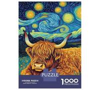 Puzzle Da 1000 Pezzi Per Adolescenti Van Gogh's Cow in Starry Night Puzzle Per Adulti Giochi Rilassanti Taglio Di Precisione Regali Unici Per Compleanni E Occasioni Speciali 70x50cm/1000pcs