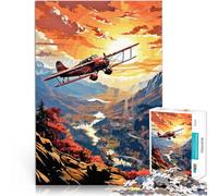 Puzzle da 1000 pezzi per adolescenti Vecchio aereo che vola sopra lo splendore dell'autunno Divertimento in famiglia Opera d'arte 38x26cm