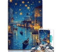 Puzzle da 1000 pezzi per adolescenti, Venezia sotto il cielo notturno, gioco intellettuale, collezione di artisti, belle arti per età dai 14 anni in su, 38x26cm