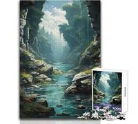 Puzzle da 1000 pezzi per adolescenti Verdant Gorge Serenity, ideale per momenti di relax, giocattolo da gioco con fustella di precisione, dimensioni 38x26cm
