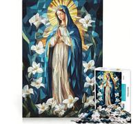 Puzzle da 1000 pezzi per adolescenti Vergine Maria effetto vetrata gioco rilassante stimolante da completare per rafforzare l'amore tra le coppie 38x26cm
